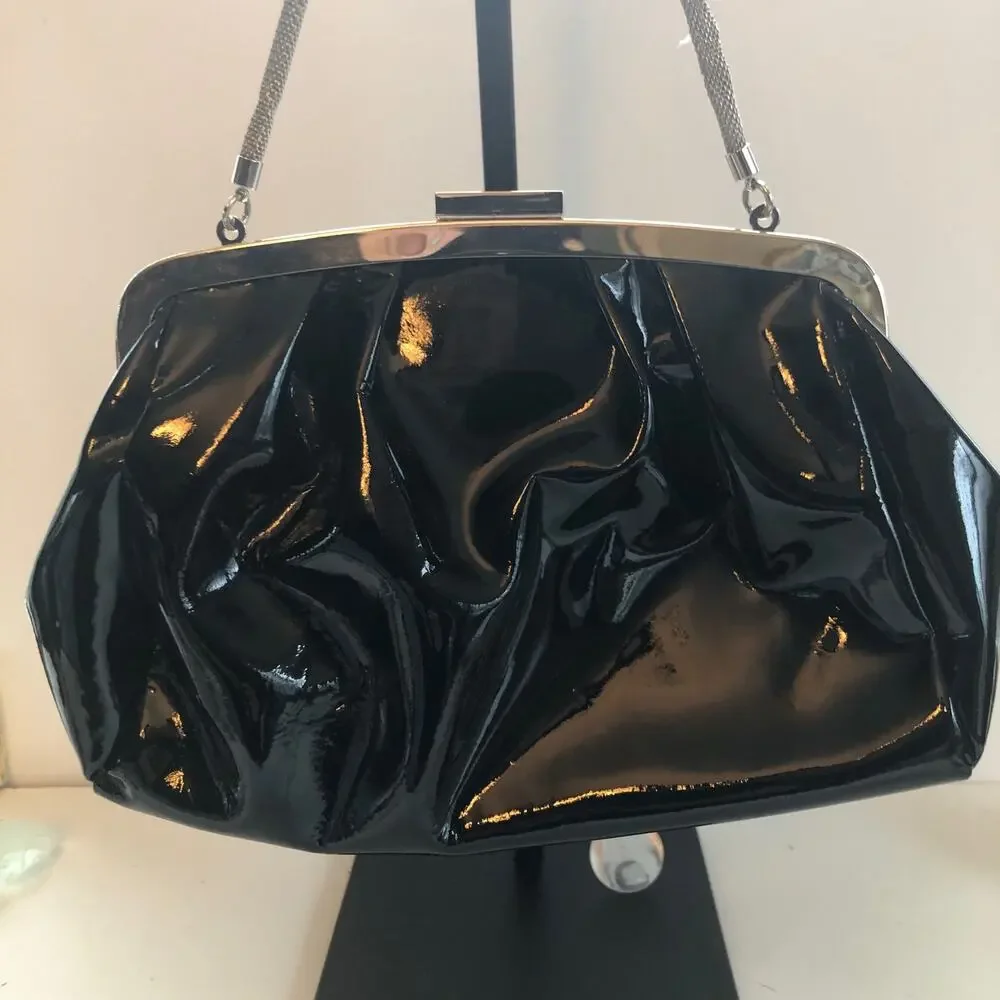 Kenneth Cole Patent Leather Silver-Tone Purse
